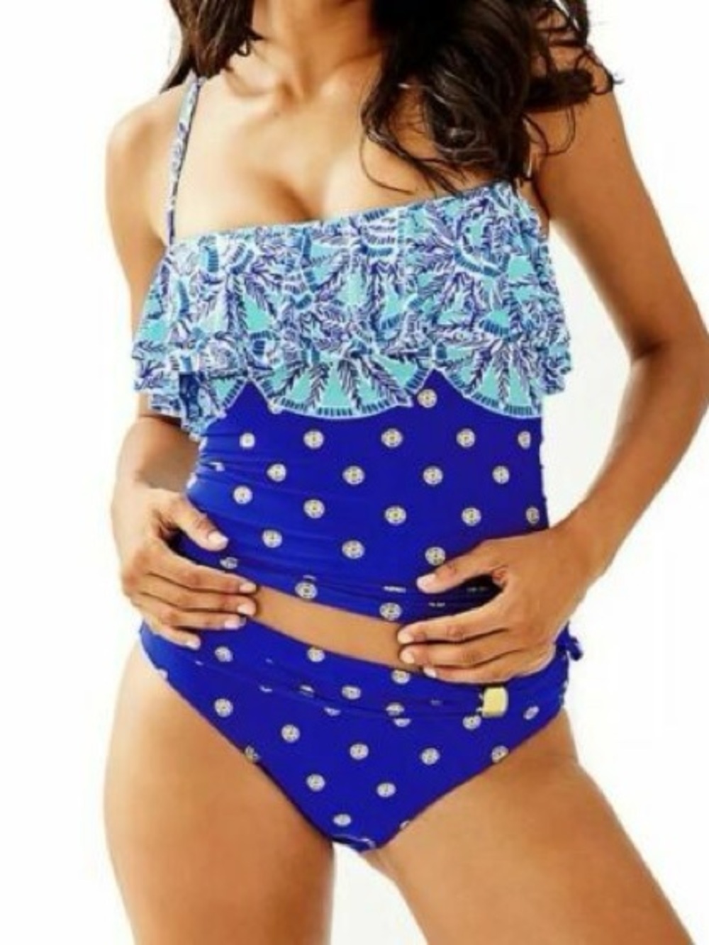 Lilly Pulitzer Blue & Aqua Printed Ruffle Bikini Tankini